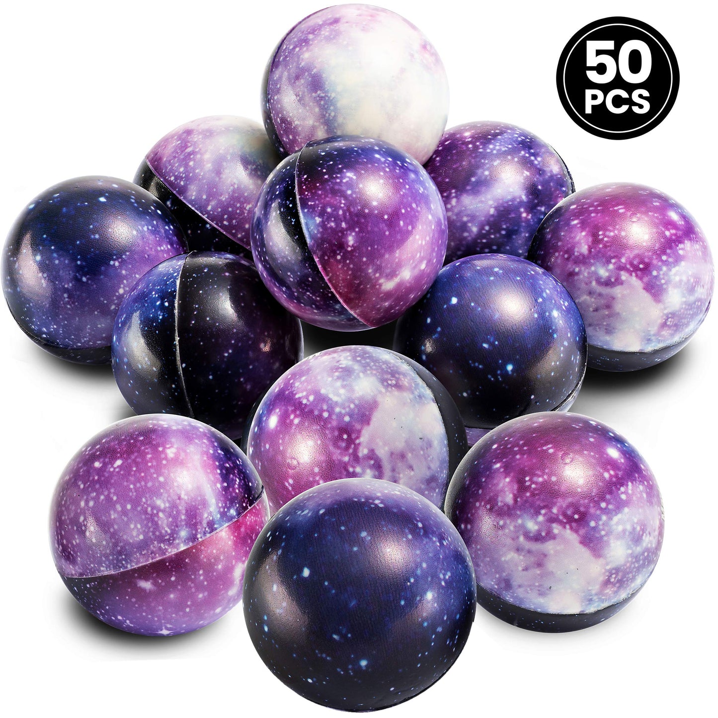 Galaxy Stress Balls For Kids - Pack Of 24 Bulk - Squeeze Anxiety Fidget Sensory Balls For Children With Outer Space Theme, Toys For Party Favors And Birthday Party Supplies