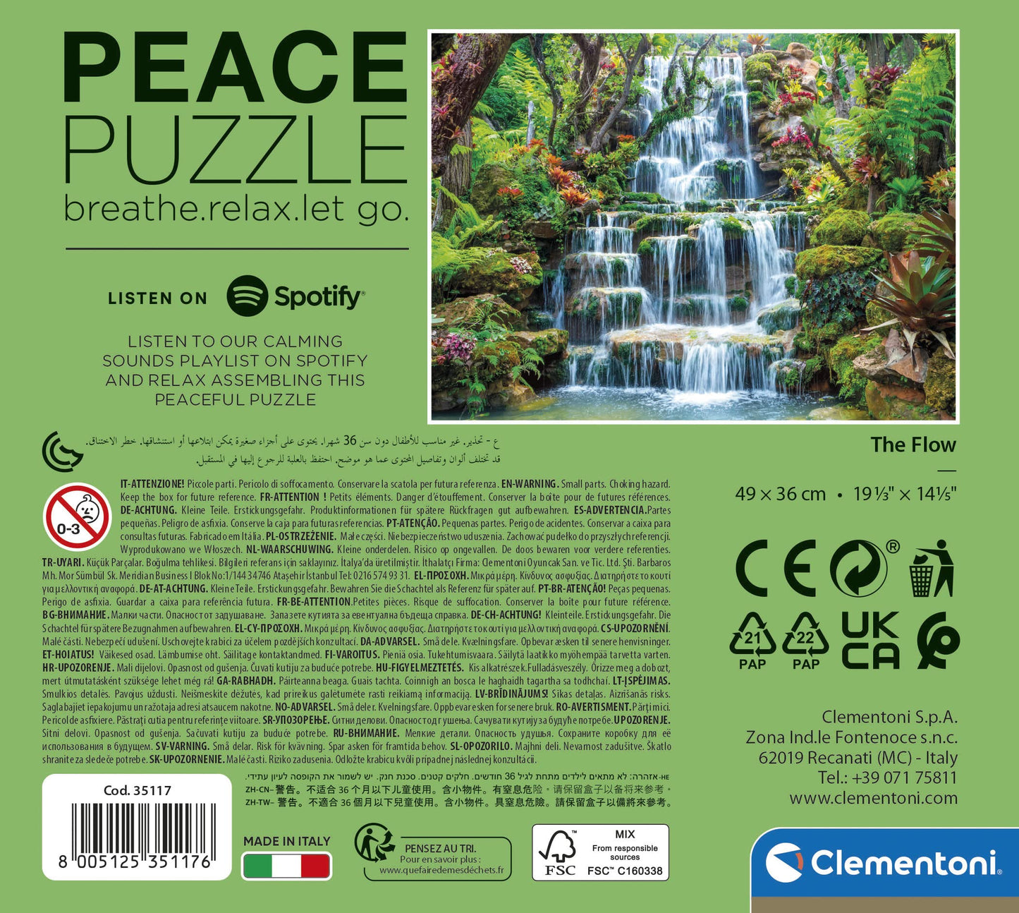 Clementoni 35117 Peace Flow 500 Pieces, Made In Italy, Jigsaw Puzzle For Adults, Multicolor, Medium