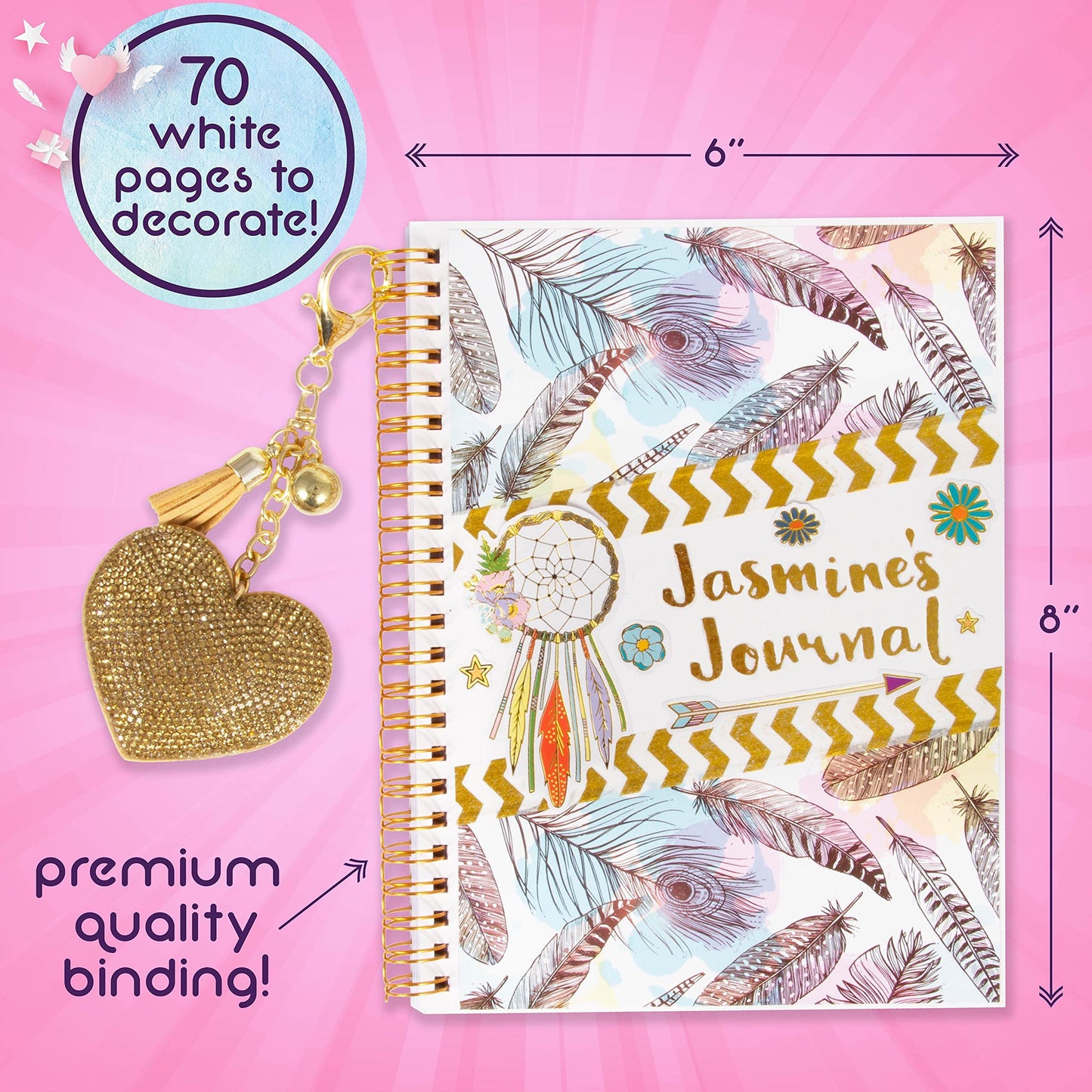 Good Vibes Journal DIY Set by Craft Vibes Only - Personalized Diary - Custom Journals for Girls - Creative Writing Scrapbook Kit