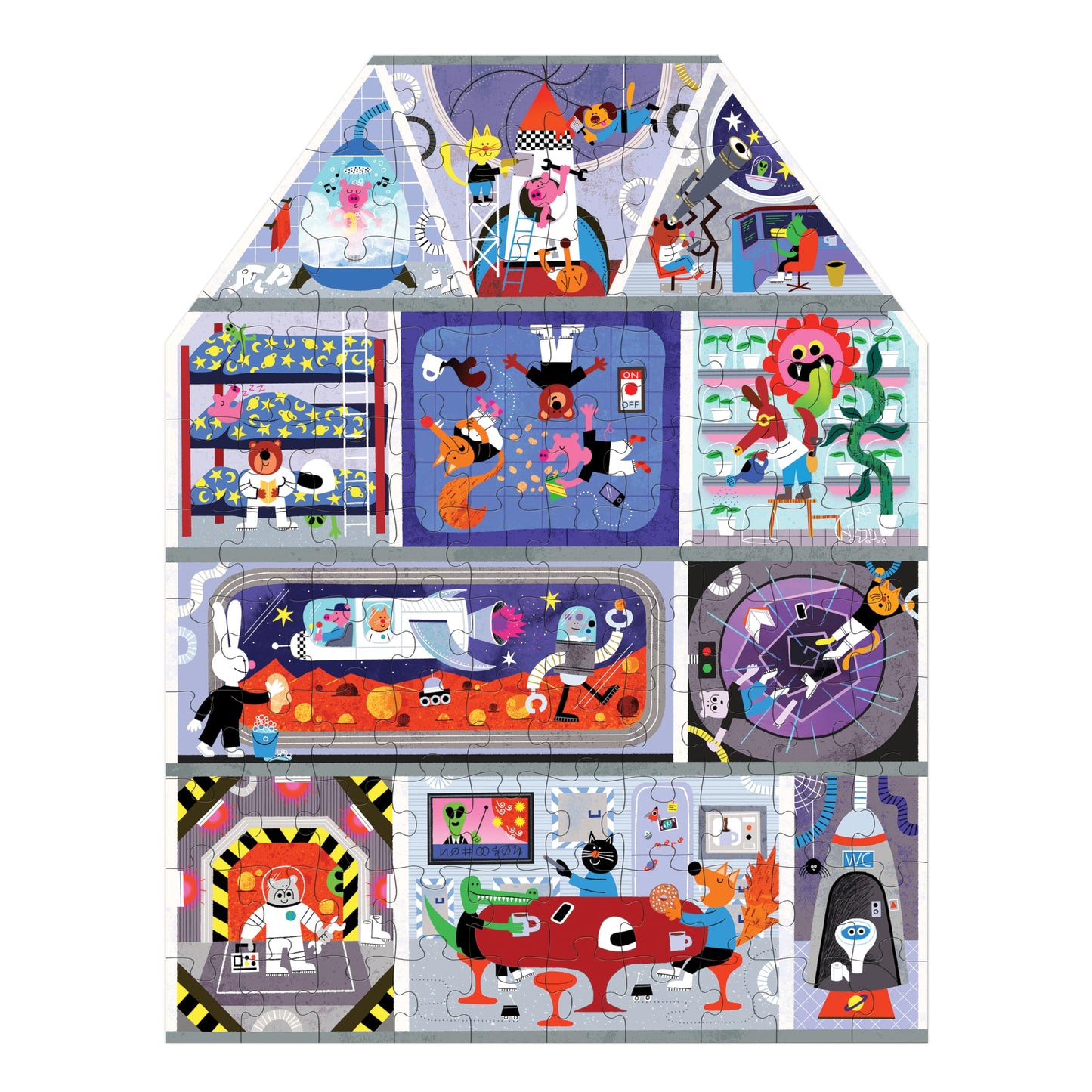 Mudpuppy House On Mars 100 Piece House-Shaped Puzzle