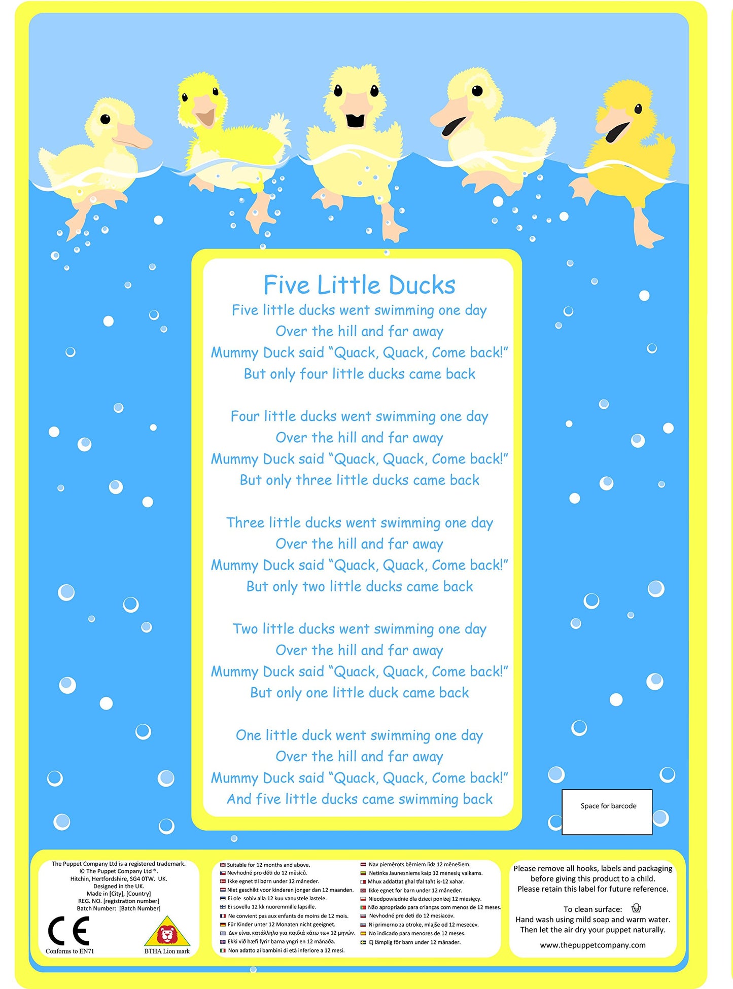 The Puppet Company Favourite Song Mitts Five Little Ducks Hand Puppet