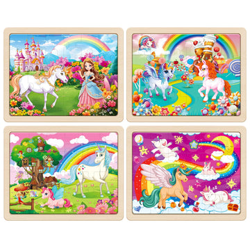 Synarry Large Unicorn Princess Fairy Wooden Puzzles For Girls Gift Box(12.2*9.4 In) - Fsc Certified, 24 Pcs Puzzles For Kids Ages 4-6, Puzzles For Toddlers 3-5, Unicorn Toys Gifts For 3 4 5 Year Old