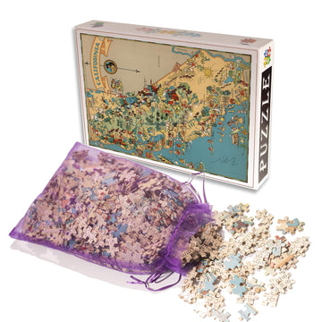 California Wooden Map Jigsaw Puzzle Toys for Adults USA of State Map Decorate Puzzle Games 500 Piece