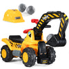 Play22 Toy Tractors for Kids Ride On Excavator - Music Sounds Digger Scooter Bulldozer Includes Helmet with Rocks - Pretend Play