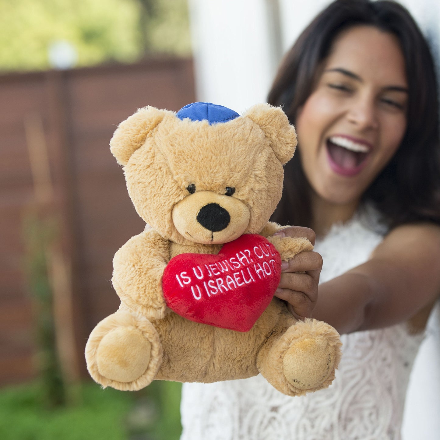 Hollabears 10' Is U Jewish? Cuz U Israeli Hot Teddy Bear Hanukkah Funny Plush Gift