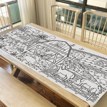 Tiny Expressions Farm Coloring Tablecloth For Kids - Rolled, No Creases 30' X 72' Large Coloring Poster For Farm-Themed Birthday Parties - Barnyard Party Decorations For Boys And Girls