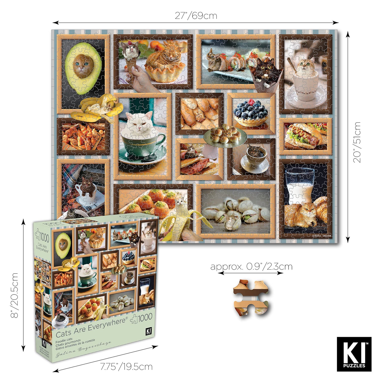 1000 Pieces Puzzle For Adults Cats Are Everywhere Foodie Cats Collage 27X20 Funny Jigsaw By Ki Puzzles