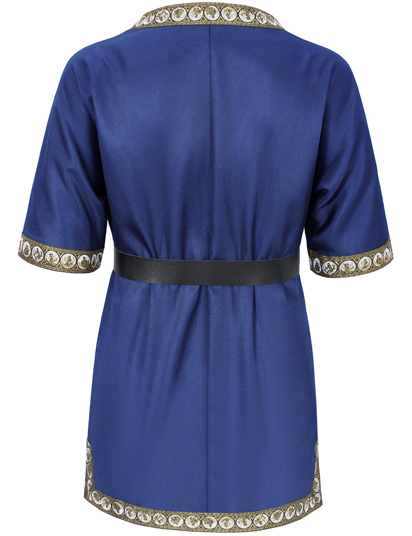 Kids Medieval Costume Boys Viking Tunic Knight Warrior Renaissance Shirts With Belt 8-10 Years Blue