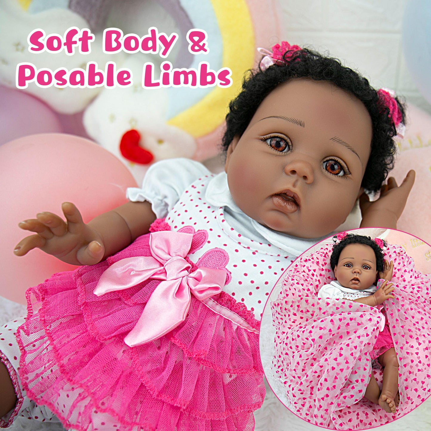 Milidool Black Reborn Baby Dolls Girl Lifelike Weighted African American Newborn Girl Dolls 22 Inch Baby Dolls That Look Real Gi