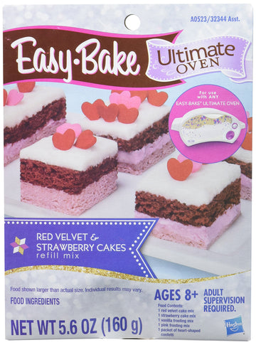 Easy-Bake Ultimate Oven Red Velvet & Strawberry Cakes Refill Pack - Red Baking Mix for Kids, Fun & Easy Baking Experience