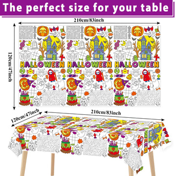 Paper Giant Halloween Coloring Poster Tablecloth For Kids Witch Ghost Pumpkin Activity Large Color-In Paper Poster Table Cover F