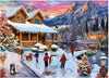 Ceaco 1000 Piece Jigsaw Puzzle - Classic Christmas Lake Cabin - Multicolor Cardboard - Model 3372-29