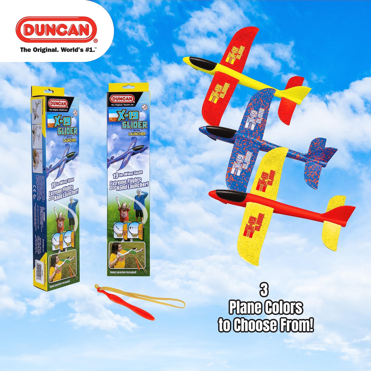 Duncan X-19 Glider With Reversible Wings- Yellow With Red Wings