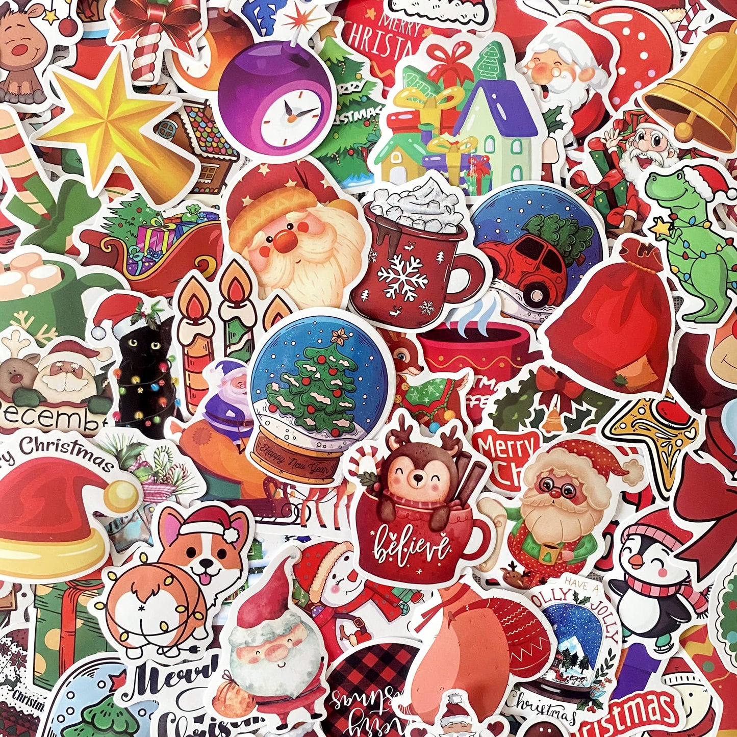 Aowdiao Christmas Stickers 200 Pcs Cute Merry Christmas Vinyl Stickers For Water Bottles Scrapbooking Crafts Funny Christmas Hol