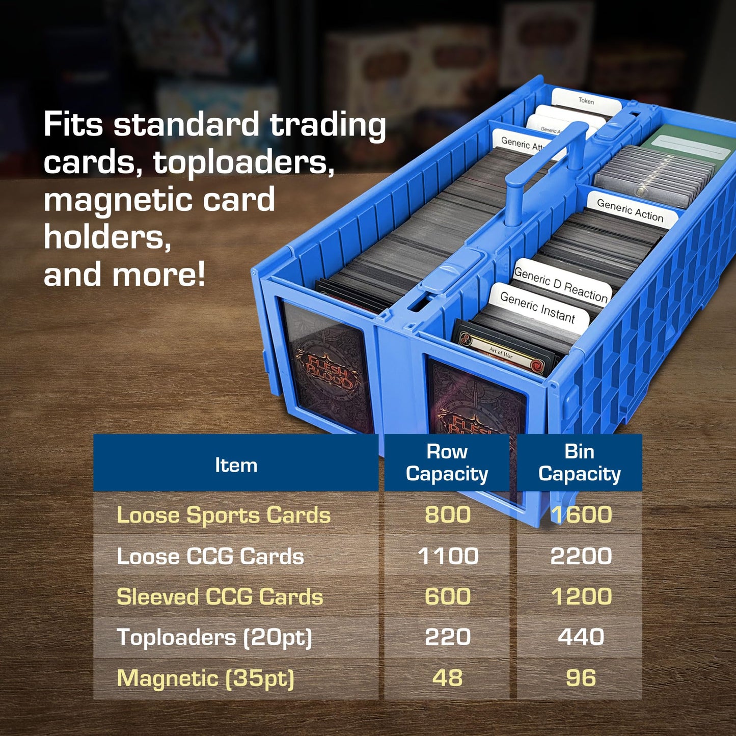 Bcw Collectible Card Bin - Holds Up To 1600 Cards - 2 Pack Blue | Large Card Storage Box For Loose Trading Cards | Pokemon, Mtg,