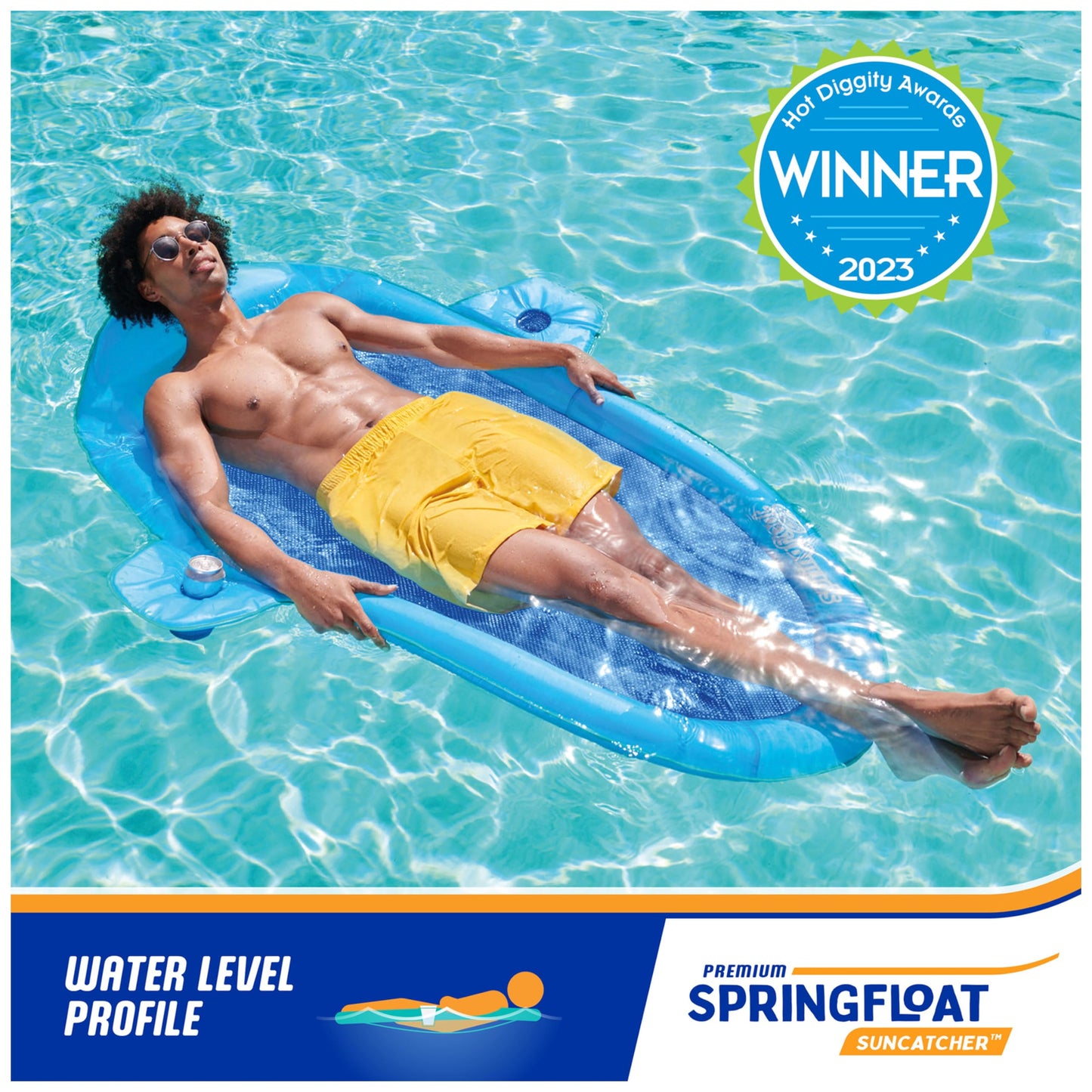 SwimWays Spring Float enhanced SunCatcher Pool Lounge Chair with Hyper-Flate Valve Blue