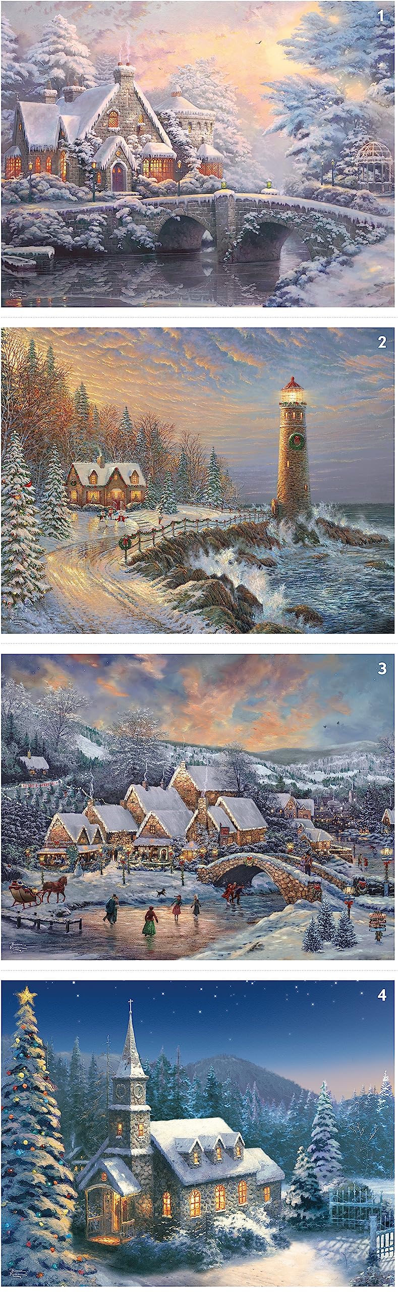Ceaco - 4 In 1 Multipack - Thomas Kinkade - Holiday - (4) 500 Piece Jigsaw Puzzles