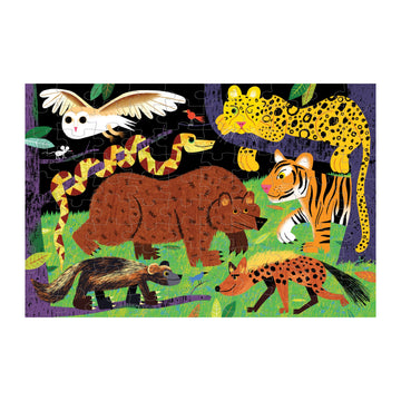 Mudpuppy Land Predators 100-Piece Glow in the Dark Puzzle, Cardboard, Ages 5+, Model 9780735372566