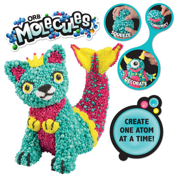 The Orb Factory Orbmolecules Merkitty Never Dries Compound, Aqua/Pink/Yellow, 9.44' X 3.44' X 8.44'-Packaging May Vary