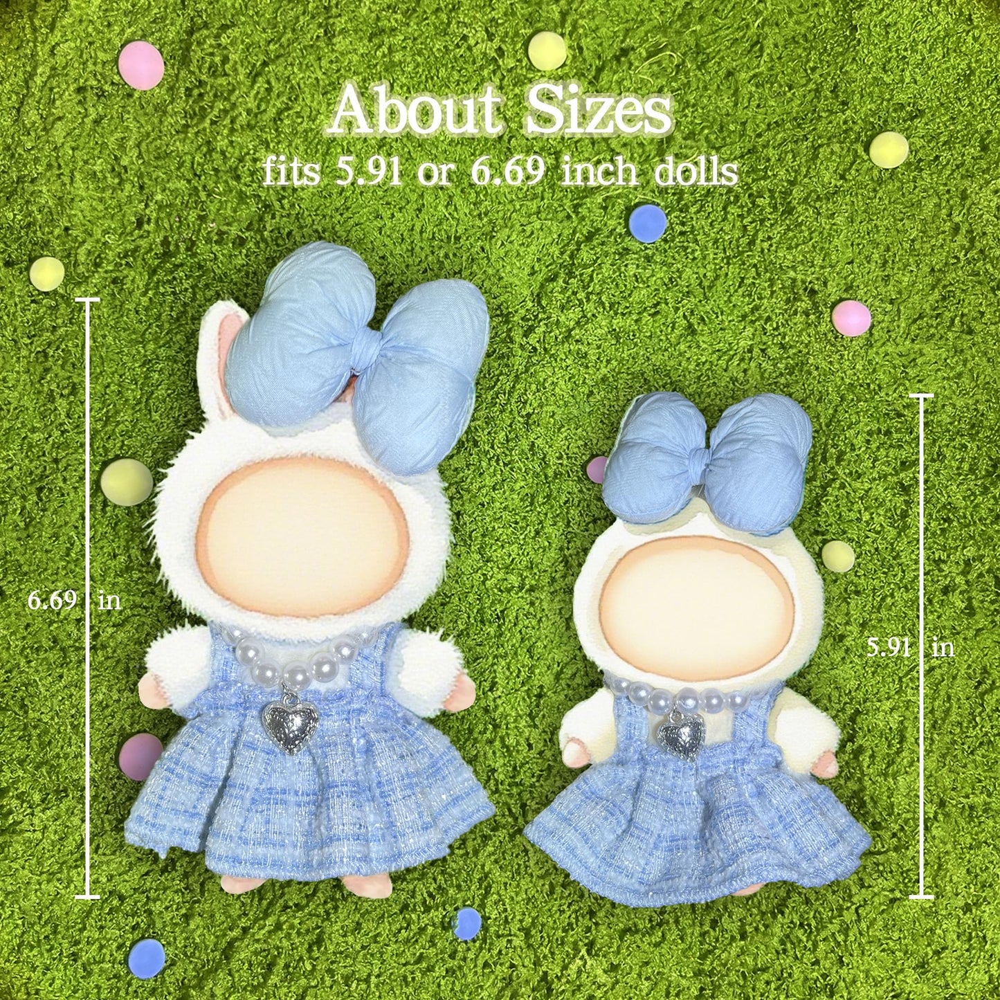 17cm Doll Clothes Set & Outfit Set for 17cm Dolls - enhanced Fashion Dresses with Accessories elegant Chic Doll Clothing & Style Bundle Blue and White