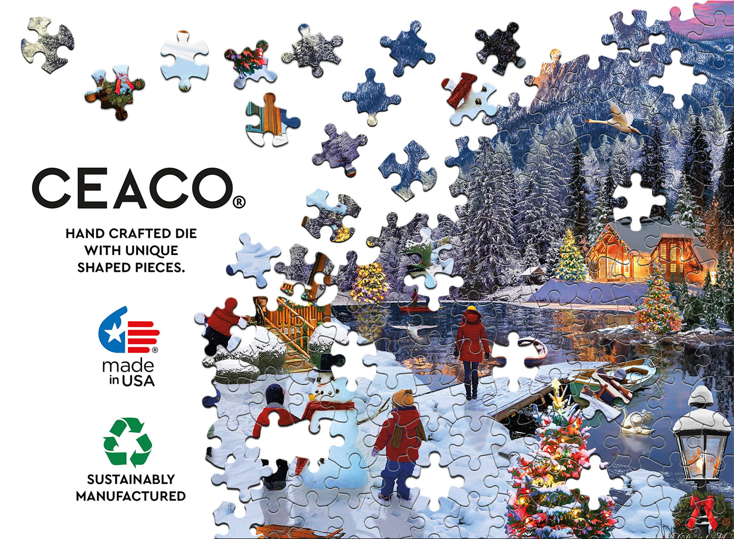 Ceaco - Classic Christmas - Lake Cabin At Christmas - 1000 Piece Jigsaw Puzzle