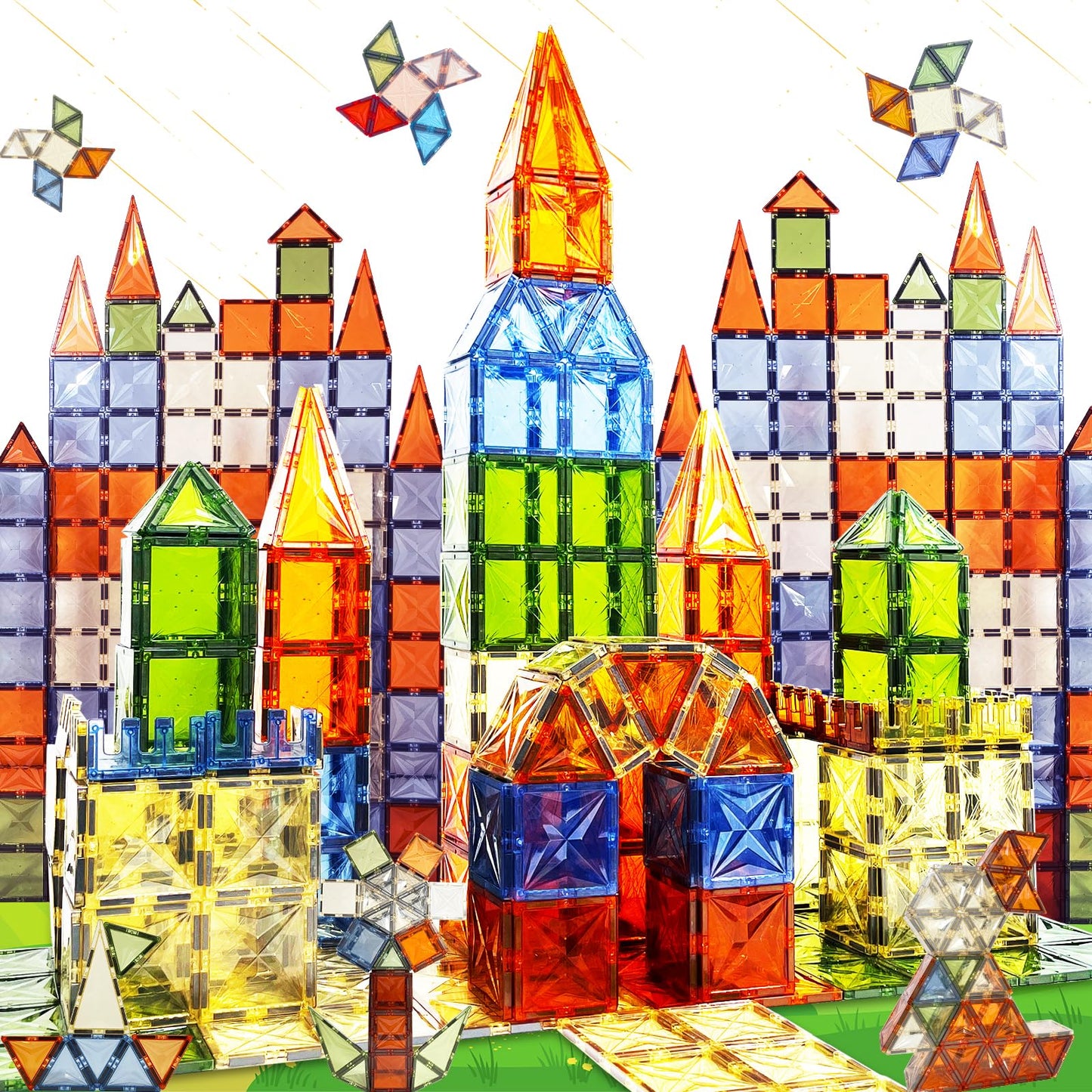 UREC Magnetic Tiles, 100PCS Magnetic Blocks for Kids, 3D Diamond Magnet Tiles Building Blocks for Toddlers, Construction STEM Ma