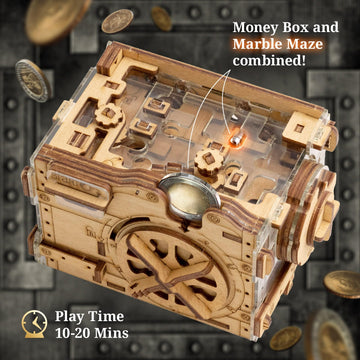Idventure A-Maze-Ing Safe - Marble Run Money Puzzle Box - Tricky Gift Packaging - 3D Puzzle For Adults - Escape Room Game - Brai