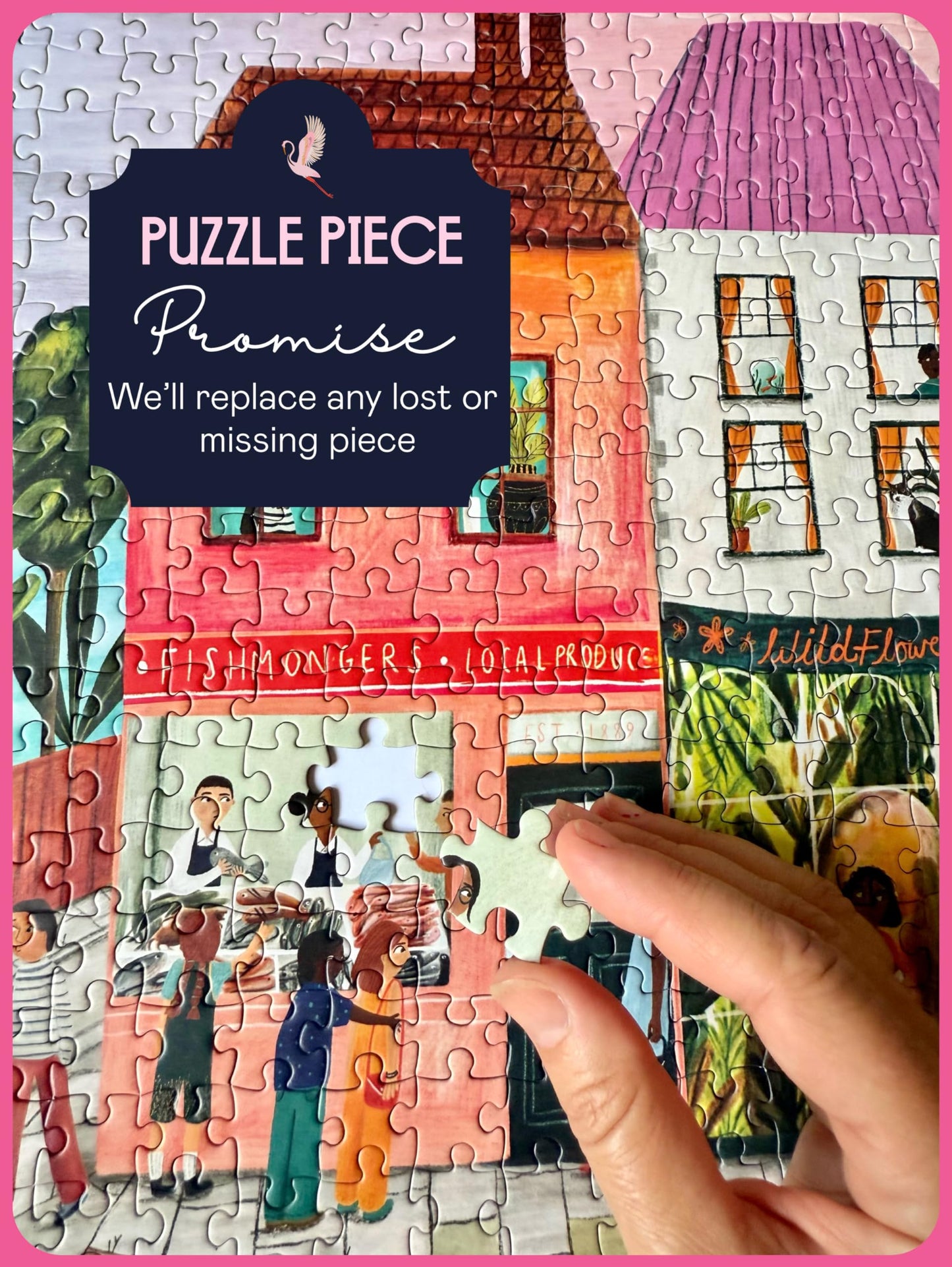 Elena Essex Puzzles 1000 Pieces - Market Day Puzzles for mature-themeds 1000 Pieces Summer Landscape Shops Village Town Scene Puzzle Size 28 x 20 inches