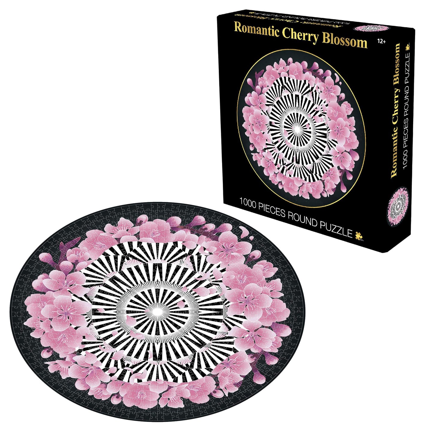 Lavievert 1000 Piece Round Jigsaw Puzzle Game For Adults And Kids - Romantic Cherry Blossom