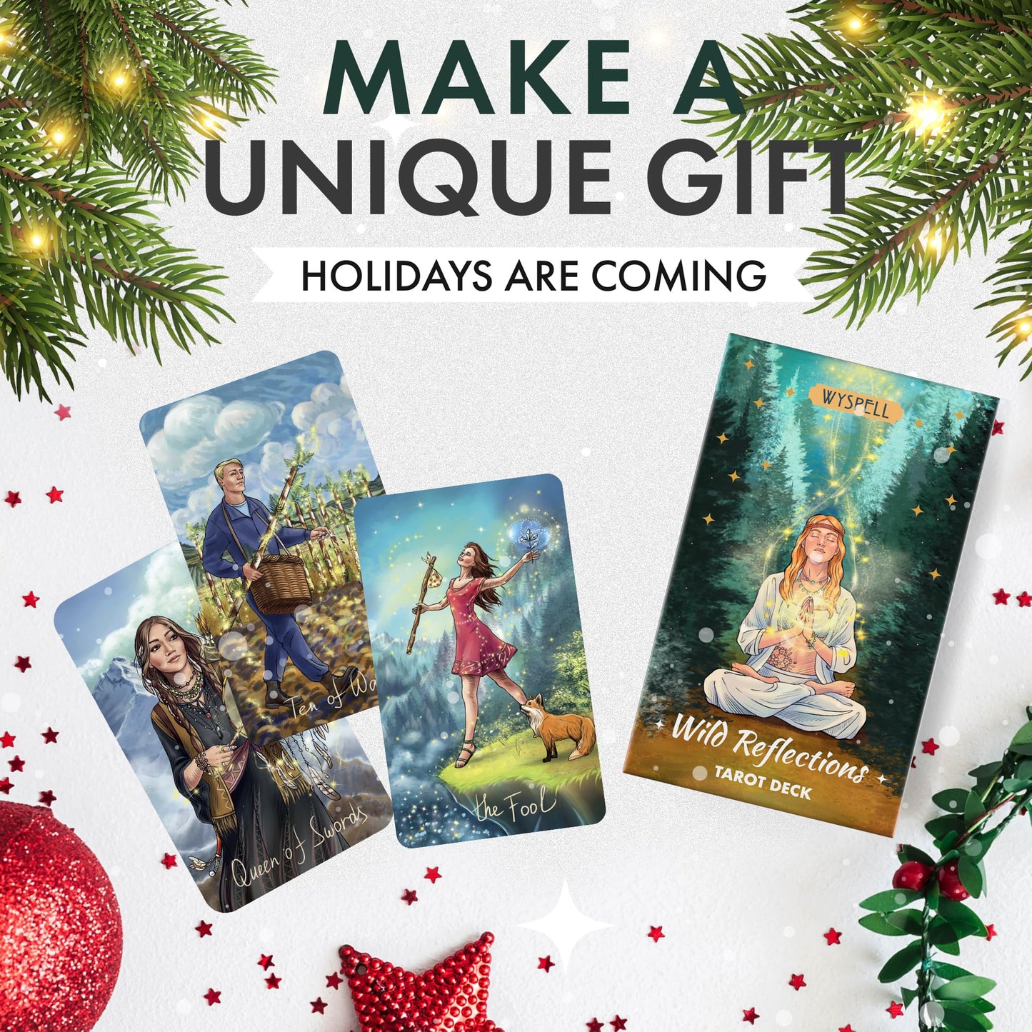 Wyspell Wild Reflections Tarot Cards Set with Guide Book - Nature-Inspired, Perfect for Beginners, Beautiful Illustrations