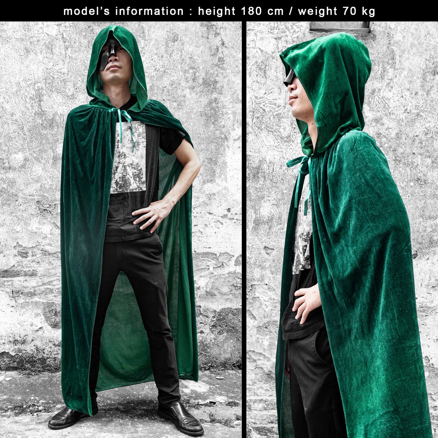 Halloween Costumes Kids Cosplay Long Cape Boys Girls Cloak Fancy Dress For Role Play (Dark Green, 100Cm / 39'')