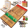 Horse Racing Game, Foldable Solid Wood Horse Games, Horse Race Board Game With 11 Metal Race Horses, Two Dice And Two Boxes Of C
