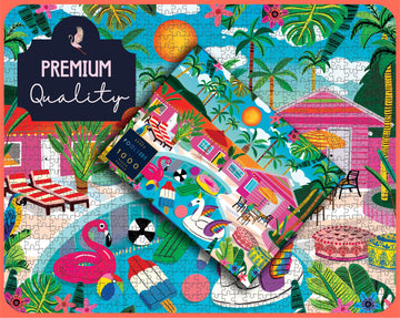 Elena Essex 1000 Piece Puzzle for mature-themeds - Poolside Puzzles for mature-themeds 1000 Pieces Jigsaw Puzzles Colorful Summer Swimming Pool Holiday Puzzle Size 20x28inches