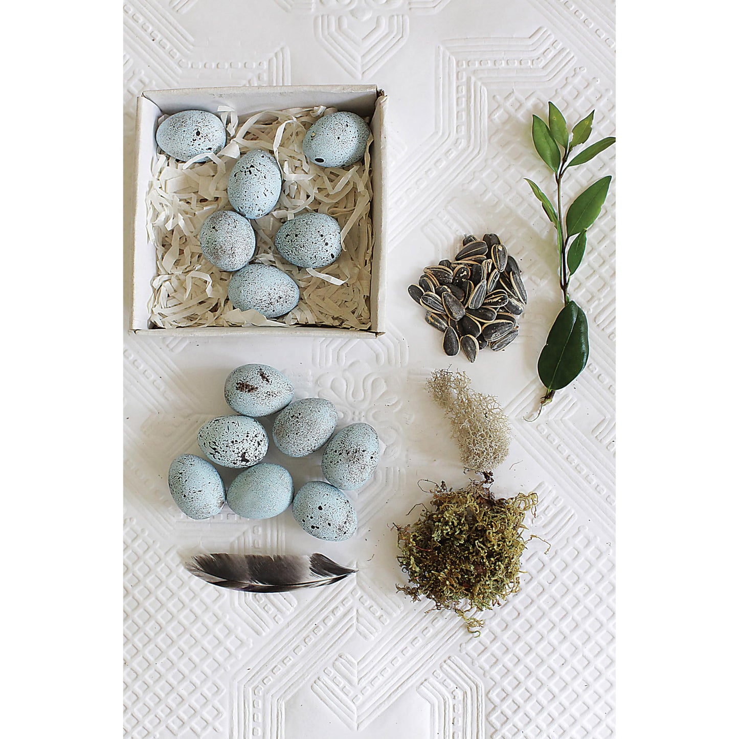 Creative Co-Op Boxed Set Of 12 Blue Speckled Ceramic Robin Eggs