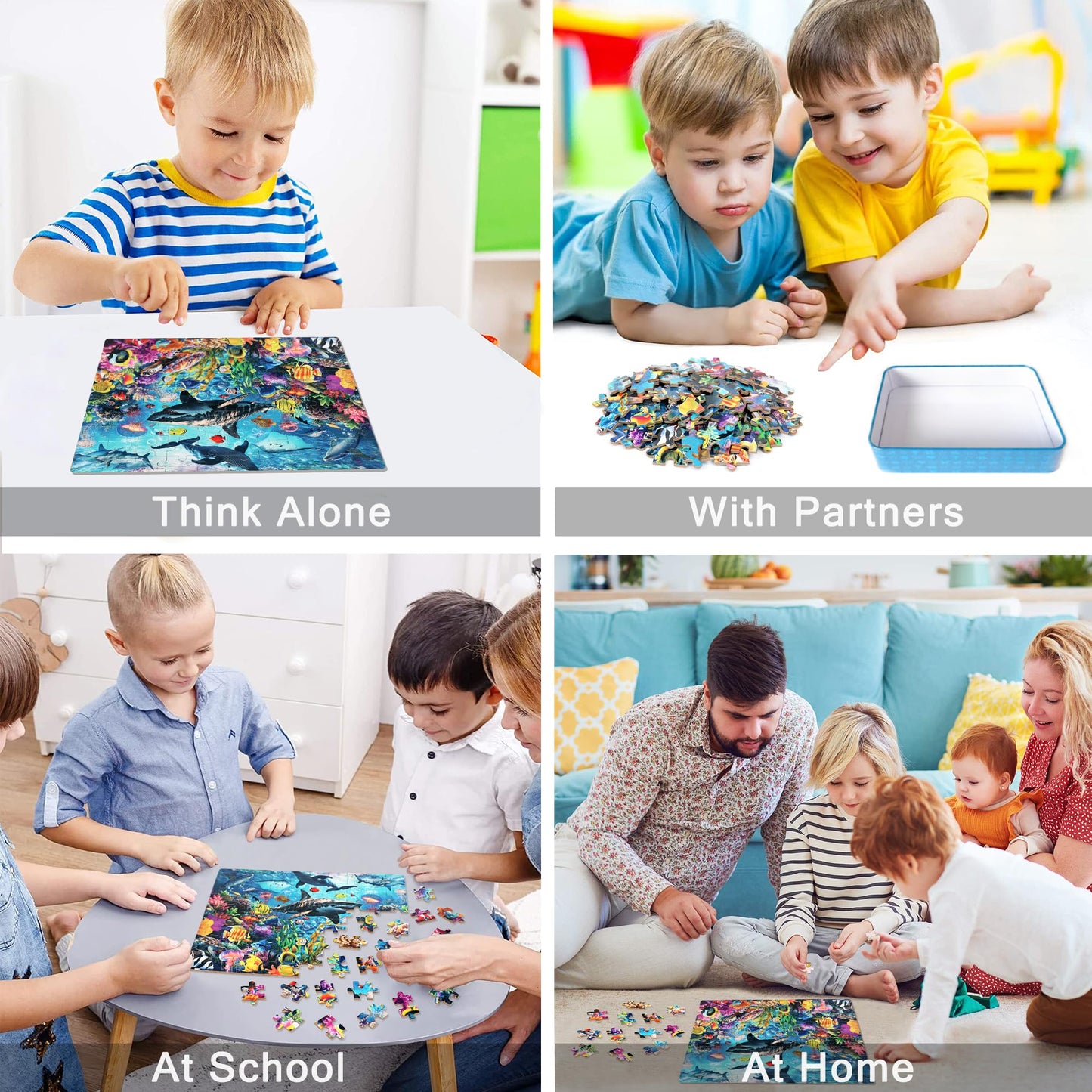Lelemon Puzzles For Kids Ages 4-6,Underwater World Puzzle 100 Piece Puzzles For Kids In A Metal Box, Educational Kids Puzzles Jigsaw Puzzles 100 Piece Puzzle Games Puzzle Toys For Girls And Boys