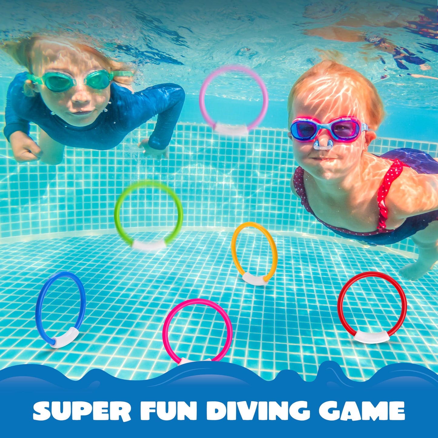 Joyin Dive Rings Pool Toys, 8 Pcs Colorful Pool Rings For Kids, Underwater Training Swimming Diving Toy For Kids Gifts Summer Swim Water Fun Games