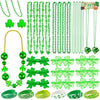 Zugm 50 Pcs St. Patricks Day Accessories, Dressing-Up St. Patricks Day Supplies Set With Green Shamrock Glasses, Shamrock Neckla