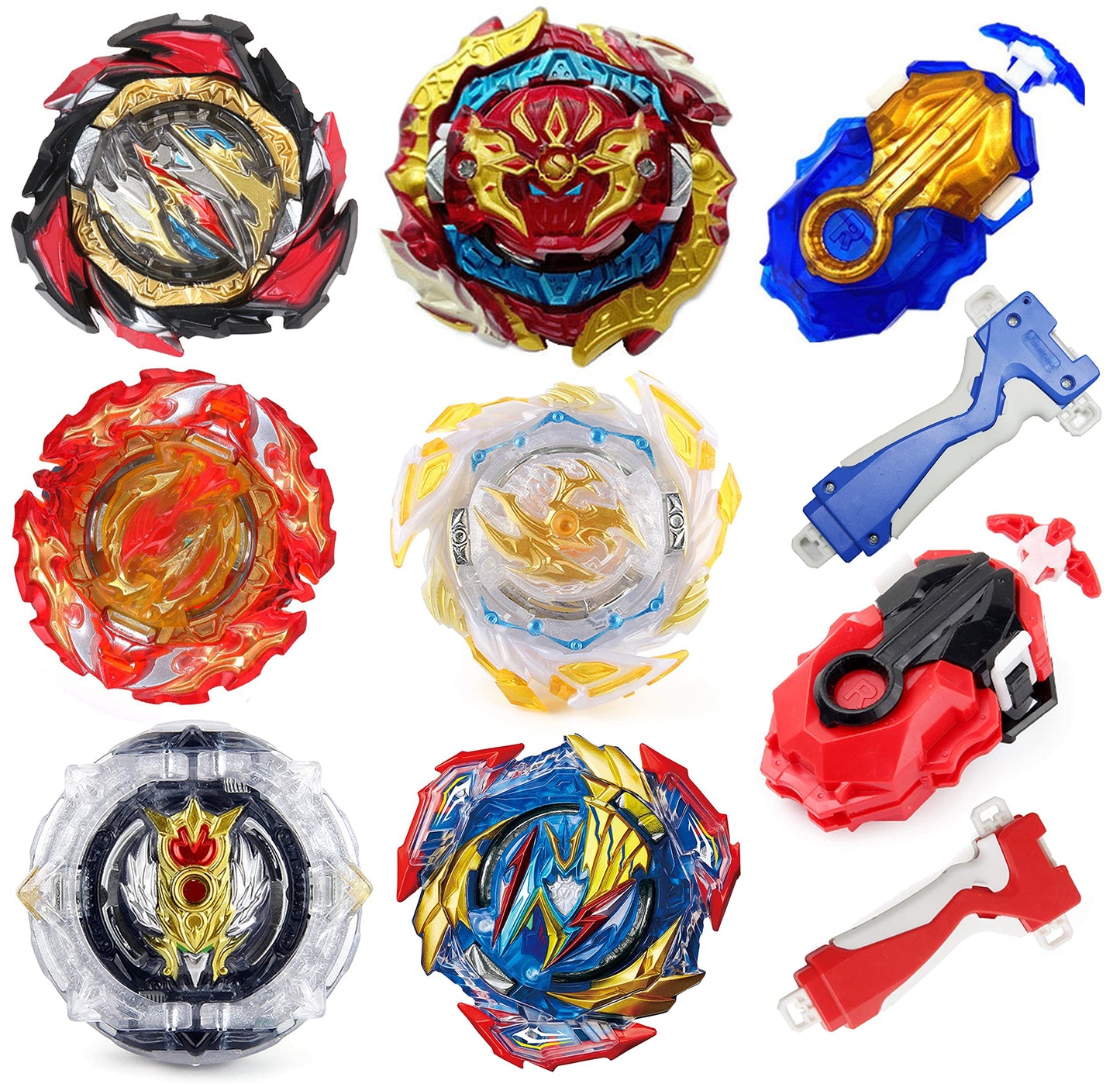 Bey Battling Top Burst Tops Toy Set Toy Gift For Children Boys Ages 6 8 10 12+ Combat Battling Game 6 Burst Spinning Tops 2 Two Way Launchers Grip Starter