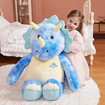 Ikasa Giant Triceratops Stuffed Animal Plush Toy,30' Large Dinosaur Big Jumbo Soft Toys, Huge Size Cute Fluffy Plushy Fat Plushie,Gifts For Kids