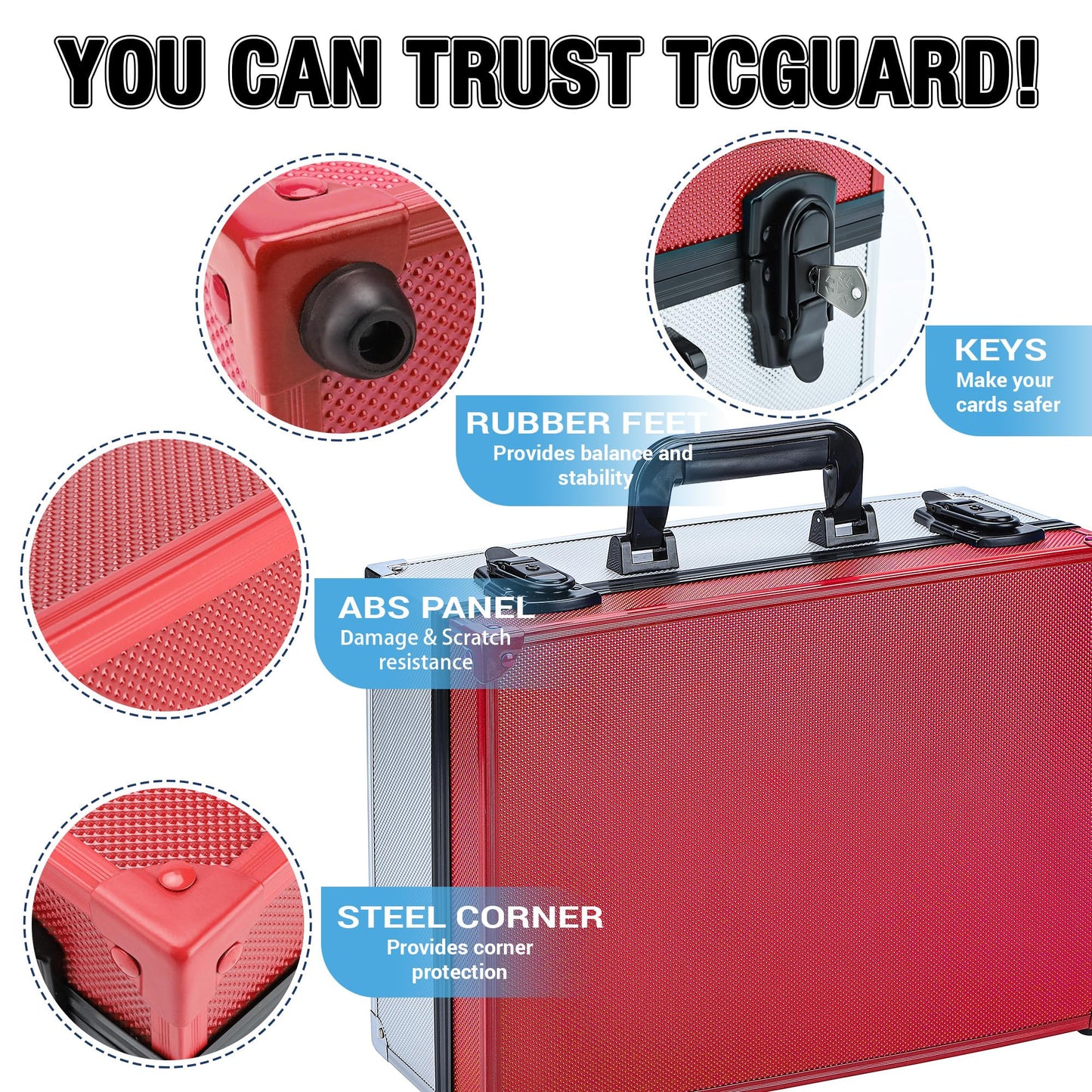 Tcguard Toploader Storage Box For 3'*4' 35Pt Toploaders, Waterproof, Anti-Skid, Card Storage Box With Dividers, Fits Trading Cards And Sports Cards (Holds 600+ Toploaders-Red)
