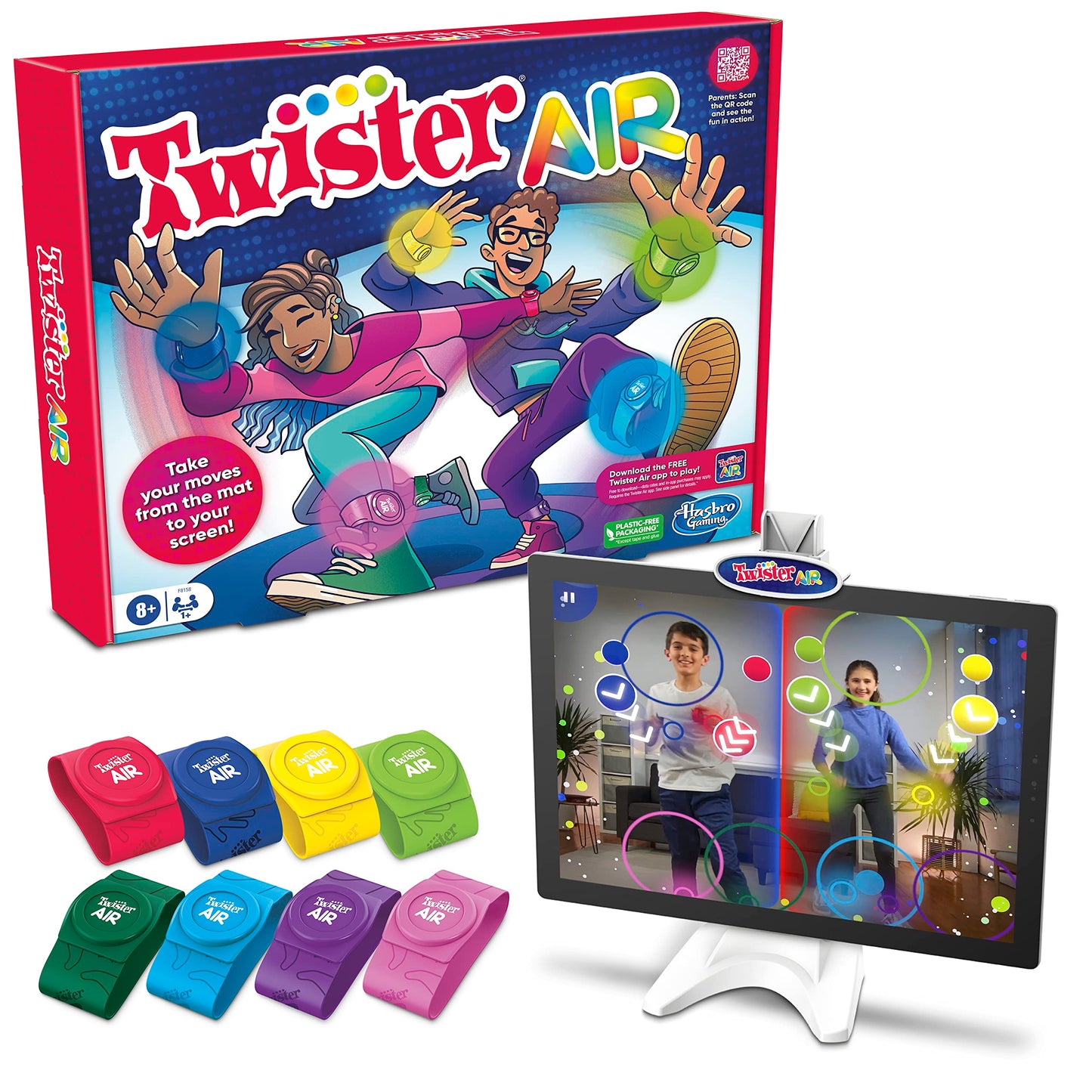 Hasbro Gaming Twister Air Game | Ar App Play Game With Wrist And Ankle Bands | Links To Smart Devices | Active Party Games For K