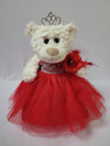 Kinnex Collections Since 1997 12'' Quince Anos Teddy Bear With Dress Embroidery Mis 15 Anos (Centerpiece) ~ B09631-14 (Red)