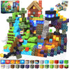 Magnetic Blocks - 150 PCS Dinosaur Volcano Forest Castle Set with Light Up Blocks - Kids Classroom Sensory Toy for Toddlers STEM