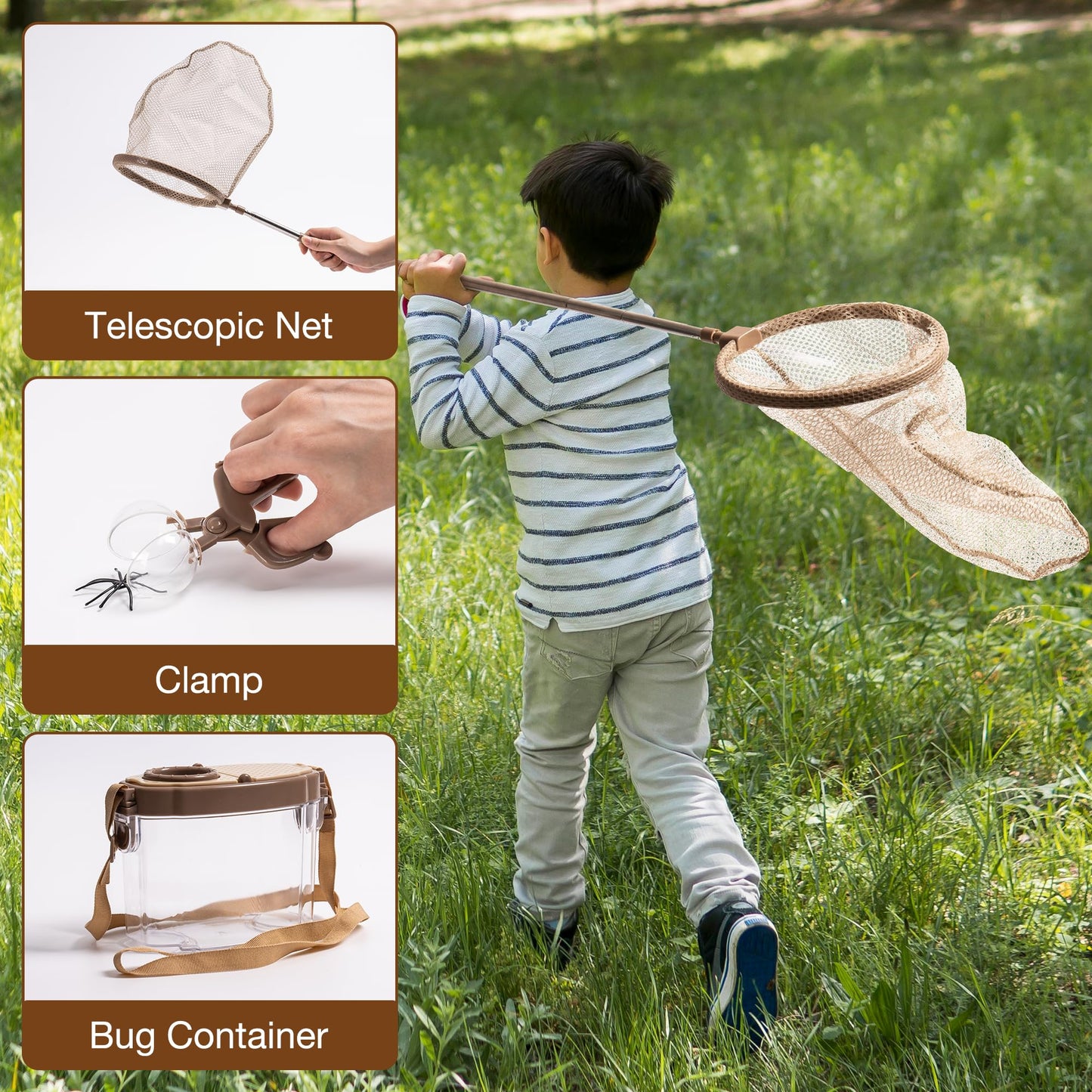 Robud Kids Explorer Kit & Bug Catcher Kit, Educational Kids Camping Gear, Outdoor Adventure Set With Butterfly Net And Bugs Book, Outside Toys For Boys Girls 3-12 Years Old