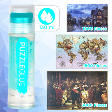 Darice Jigsaw Puzzle Glue Clear, Easy-On Applicator Head, Quick-Drying Pack Of 2 Non-Toxic Jigsaw Puzzle Saver Glue For 1000/1500/3000 Piece Puzzles - 130Ml X2 Bottle