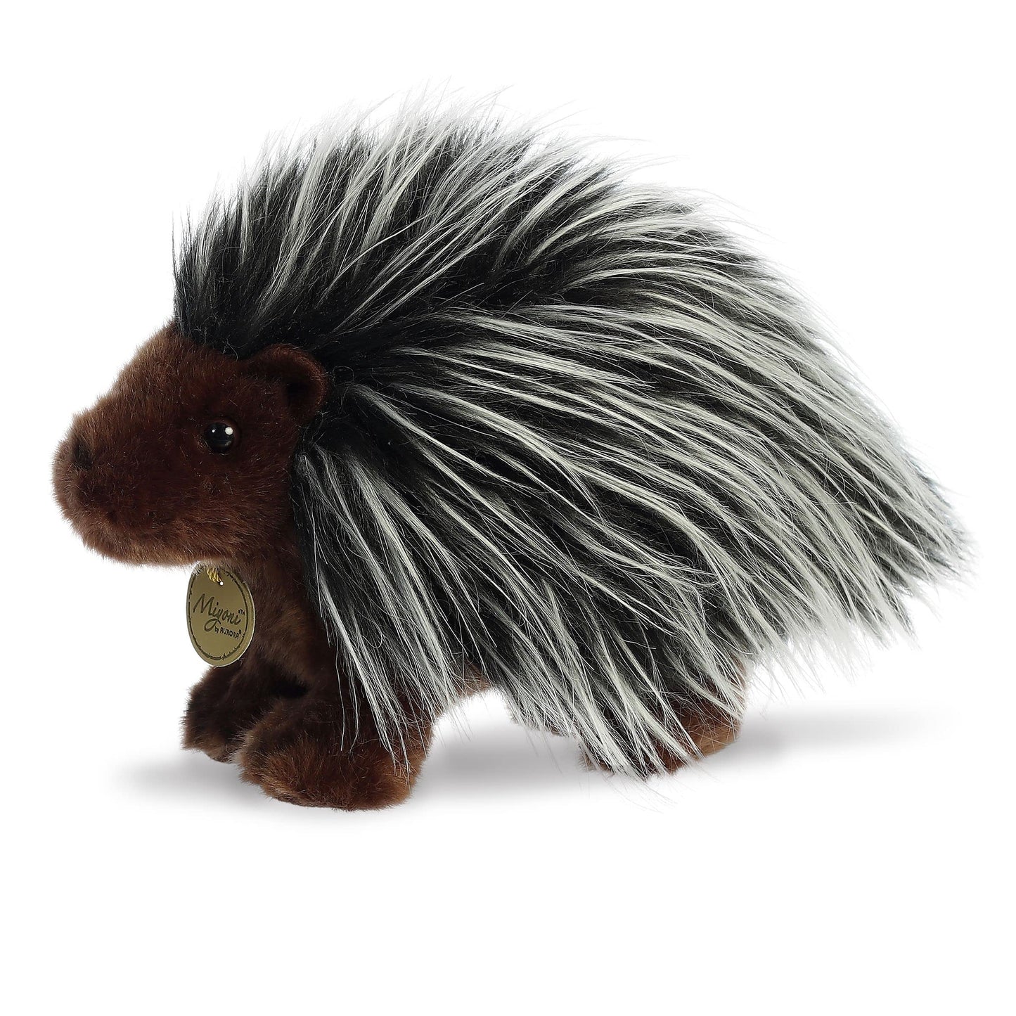 Aurora® Realistic Miyoni® Porcupine Stuffed Animal - Black, 10 Inches - Lifelike Detail for Cherished Companionship