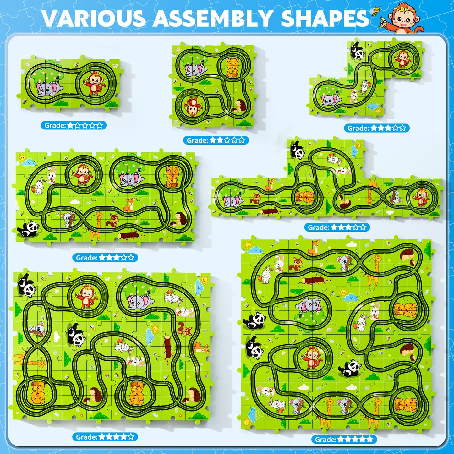 Beby Buty 64 Pcs Puzzle Race Track Car Set Toys For Kids Boys, Puzzle Tracks Car Toys For Boys Ages 3-5 4-6, Toddler Toys Gifts