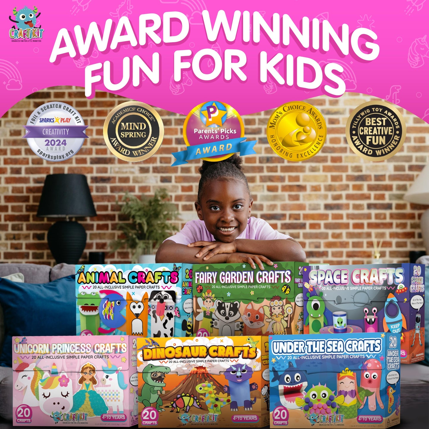 Craftikit 20 Award-Winning Princess & Unicorn Crafts for Kids Ages 3-10 Years, All-Inclusive Toddler Arts and Craft Kits for Kid