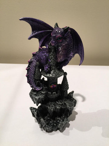 Pacific Giftware Small Guardian Dragon Protecting Castle with Rhinestone Rock Crystal Tabletop Decor Collectible Figurine Gift (