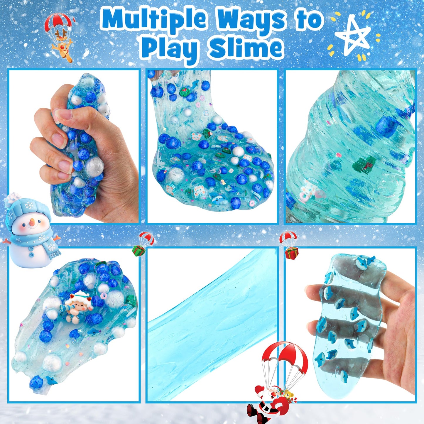 Lawoho Sheep Clear Slime 300Ml, Blue Slime Kit For Girls Ages 8-12 With 11 Packs Slime Add-Ins, Slime For Kids Party Favors, Non Stick Clear Slime For Kids Birthday Halloween Christmas Easter Gifts